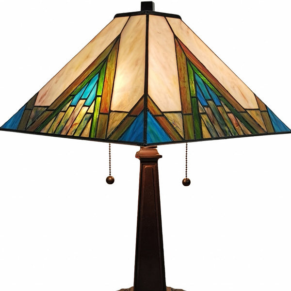 Homeroots 22" Dark Brown Metal Two Light Candlestick Table Lamp With Beige Shade   478174