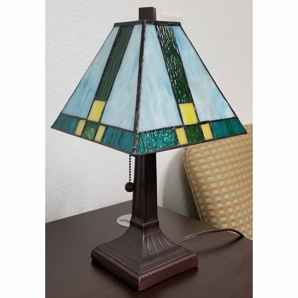 Homeroots 15" Dark Brown Metal Candlestick Table Lamp With Green Shade   478175