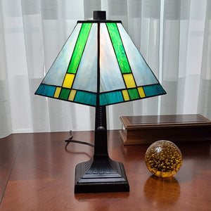 Homeroots 15" Dark Brown Metal Candlestick Table Lamp With Green Shade   478175