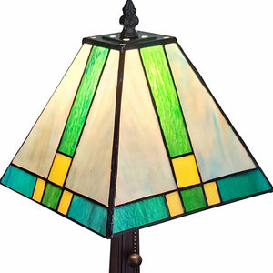 Homeroots 15" Dark Brown Metal Candlestick Table Lamp With Green Shade   478175