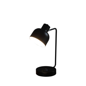 Homeroots 15" Black Metal Desk Usb Table Lamp With Black Shade   478185