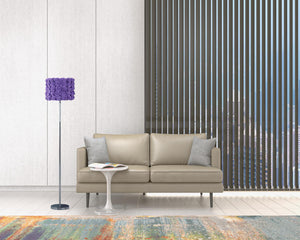 Homeroots 63" Steel And Acrylic Floor Lamp With Purple Flowers Fabric Drum Shade Lavender Steel,Acrylic 478192