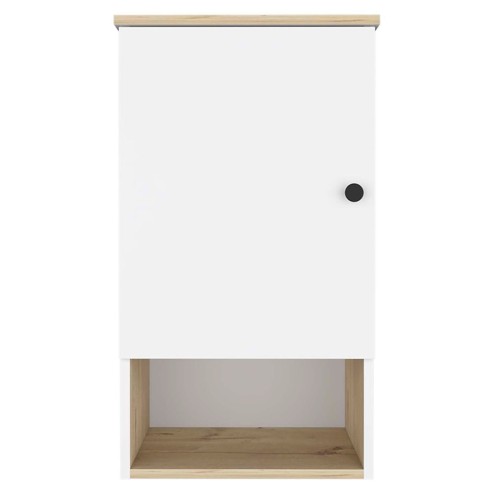 Homeroots 16" Light Oak And White Wall Mounted Cabinet With Three Shelves  Particle Board 478197