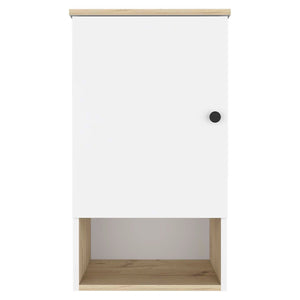 Homeroots 16" Light Oak And White Wall Mounted Cabinet With Three Shelves  Particle Board 478197