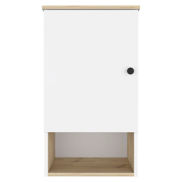 Homeroots 16" Light Oak And White Wall Mounted Cabinet With Three Shelves  Particle Board 478197