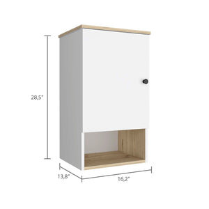 Homeroots 16" Light Oak And White Wall Mounted Cabinet With Three Shelves  Particle Board 478197