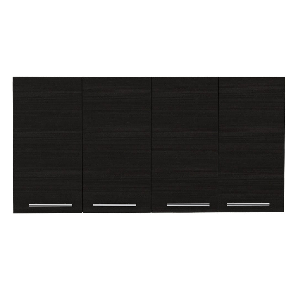 HomeRoots 47" Black Wood Wall-Mounted Accent Cabinet – Stylish Storage with Four Doors for Modern Spaces 478201