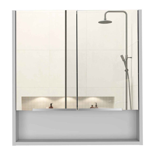 HomeRoots 24 Inch White Wood Bathroom Vanity with Single Door Storage and Mirror Cabinet 478205