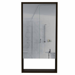 HomeRoots 18 Inch Wood Floating Bathroom Vanity with Double Doors and Mirrored Medicine Cabinet Black 478206