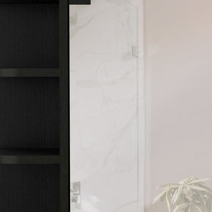 Homeroots 24" Black Wall Mounted Bathroom Cabinet With Six Shelves   478210