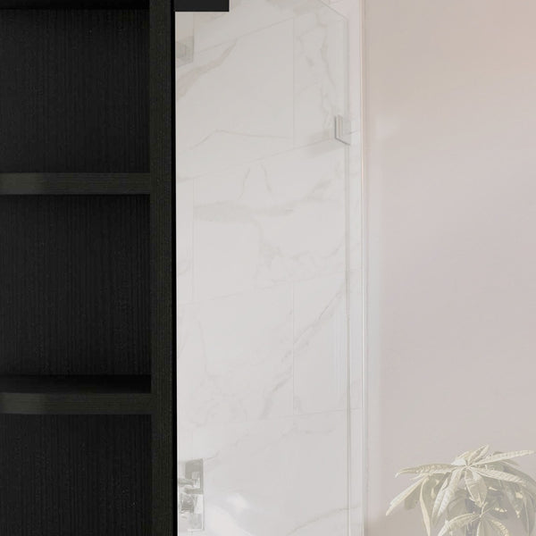 Homeroots 24" Black Wall Mounted Bathroom Cabinet With Six Shelves   478210