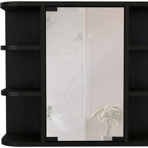 Homeroots 24" Black Wall Mounted Bathroom Cabinet With Six Shelves   478210