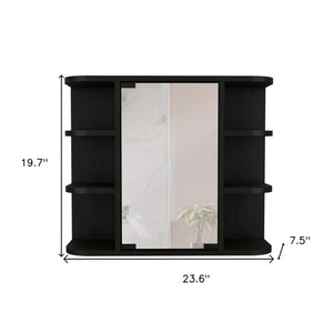 Homeroots 24" Black Wall Mounted Bathroom Cabinet With Six Shelves   478210