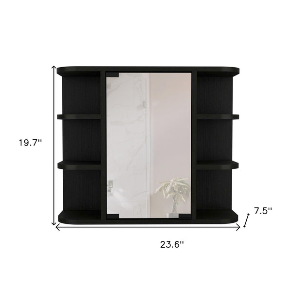 Homeroots 24" Black Wall Mounted Bathroom Cabinet With Six Shelves   478210