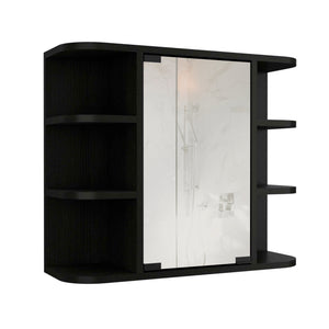 Homeroots 24" Black Wall Mounted Bathroom Cabinet With Six Shelves   478210