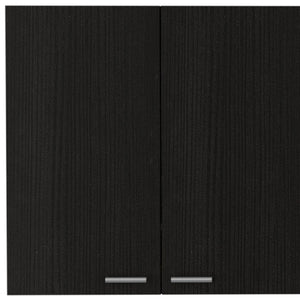 HomeRoots 59" Contemporary Black Wood Wall-Mounted Accent Cabinet with 5 Shelves for Stylish Storage Solutions 478213