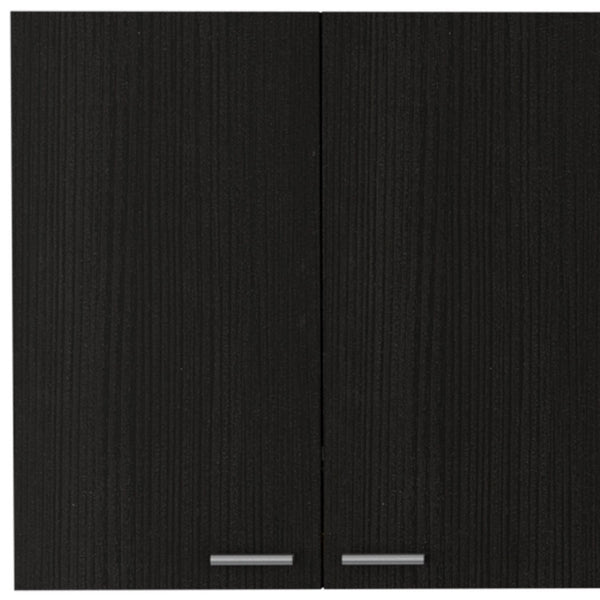 HomeRoots 59" Contemporary Black Wood Wall-Mounted Accent Cabinet with 5 Shelves for Stylish Storage Solutions 478213