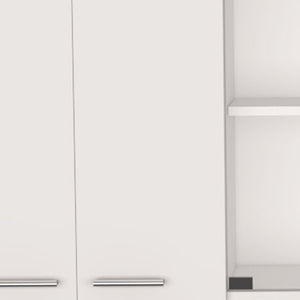 HomeRoots 59" Modern White Wood Wall-Mounted China Cabinet with Six Doors, Organized Storage & Display Space 478214