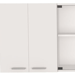 HomeRoots 59" Modern White Wood Wall-Mounted China Cabinet with Six Doors, Organized Storage & Display Space 478214