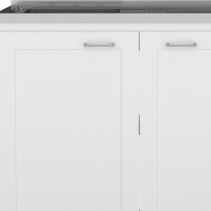 HomeRoots 42" Stylish Black and White Wood Accent Cabinet with Four Doors for Modern Home Storage Solutions 478239