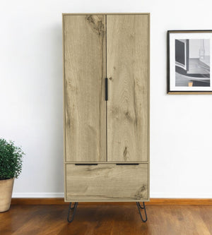 HomeRoots 74" Oak Wood Combo Dresser with Drawer and Cabinet - Stylish Storage Solution for Any Space 478242