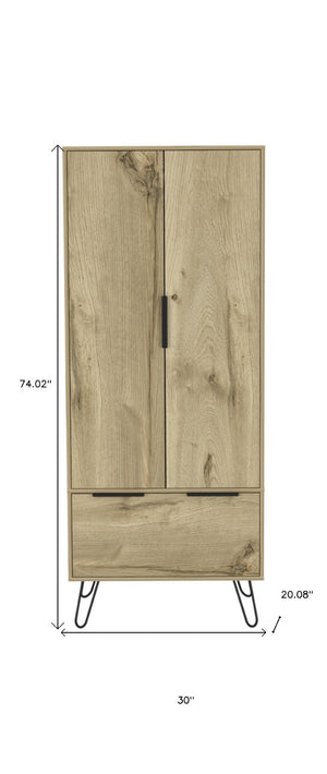 HomeRoots 74" Oak Wood Combo Dresser with Drawer and Cabinet - Stylish Storage Solution for Any Space 478242