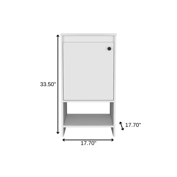 HomeRoots 18" White Freestanding Bathroom Vanity with Integrated Sink – Stylish Compact Storage Solution! 478248