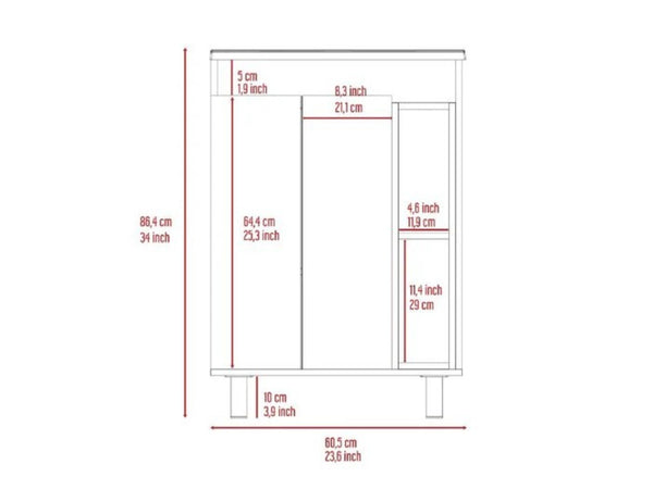 HomeRoots 24" Chic White Freestanding Double Door Bathroom Vanity with Integrated Sink for Stylish Storage 478253