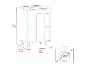 HomeRoots 24" Chic White Freestanding Double Door Bathroom Vanity with Integrated Sink for Stylish Storage 478253