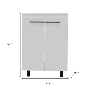 HomeRoots 24" Elegant White Freestanding Double Door Bathroom Vanity with Integrated Sink & Storage Solutions 478255
