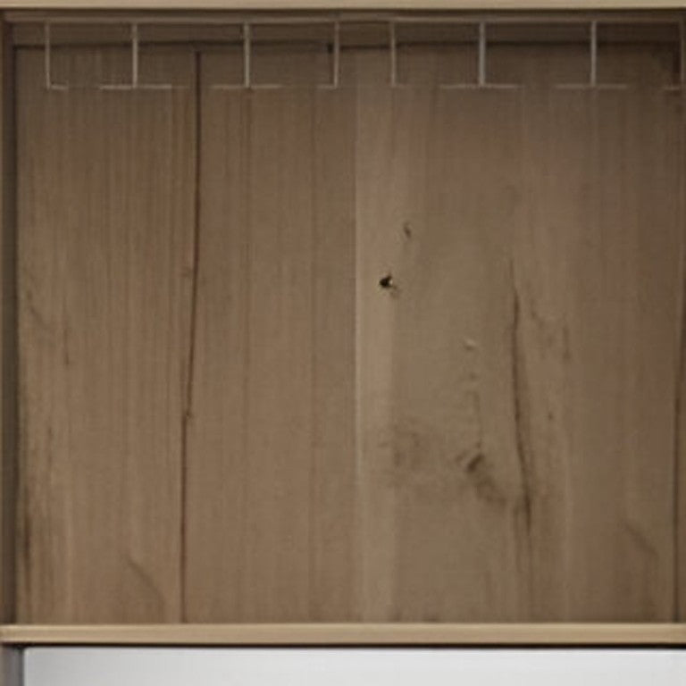 HomeRoots 23 Inch Solid Oak Wood Bar Cabinet Dual Door Storage for Living or Dining Room 478257