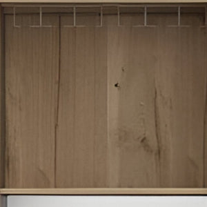 23 Inch Solid Oak Wood Bar Cabinet Dual Door Storage for Living or Dining Room