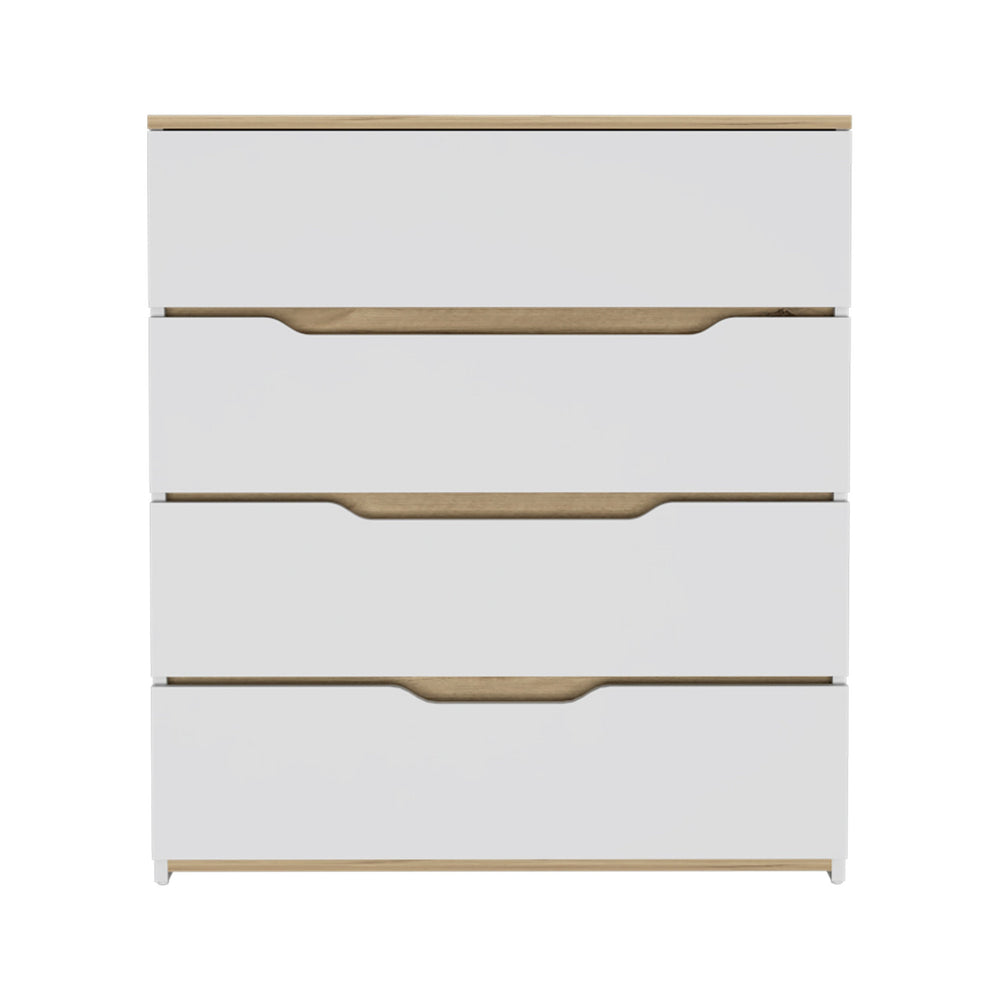 Homeroots 31" Brown And White Four Drawer Standard Chest  Manufactured Wood 478259