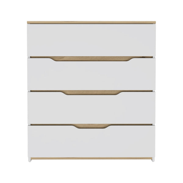 Homeroots 31" Brown And White Four Drawer Standard Chest  Manufactured Wood 478259