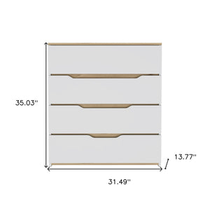 Homeroots 31" Brown And White Four Drawer Standard Chest  Manufactured Wood 478259