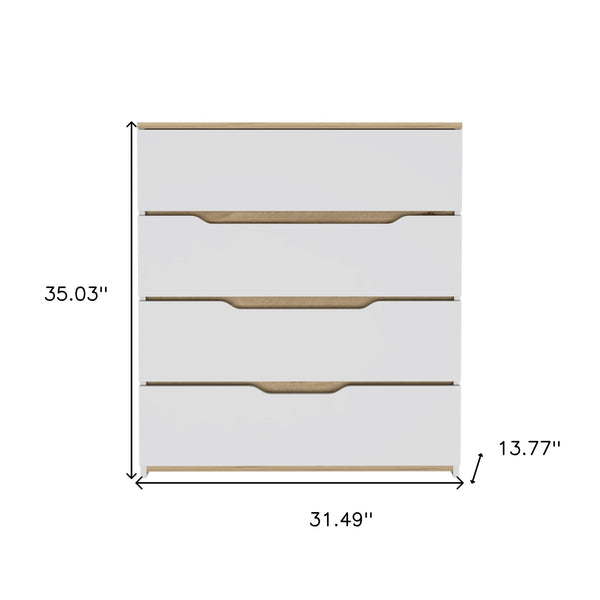 Homeroots 31" Brown And White Four Drawer Standard Chest  Manufactured Wood 478259