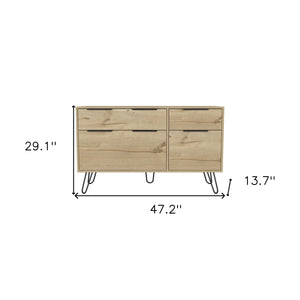 Homeroots 47" Brown And Black Four Drawer Double Dresser  Manufactured Wood 478260