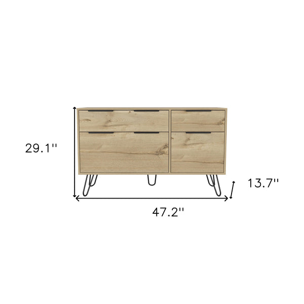 Homeroots 47" Brown And Black Four Drawer Double Dresser  Manufactured Wood 478260