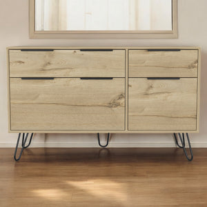 Homeroots 47" Brown And Black Four Drawer Double Dresser  Manufactured Wood 478260