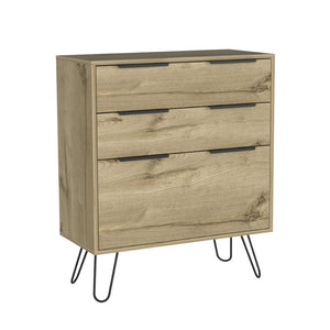 Homeroots 30" Brown And Black Three Drawer Dresser  Manufactured Wood 478261