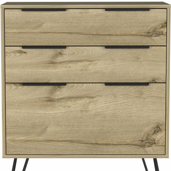 Homeroots 30" Brown And Black Three Drawer Dresser  Manufactured Wood 478261