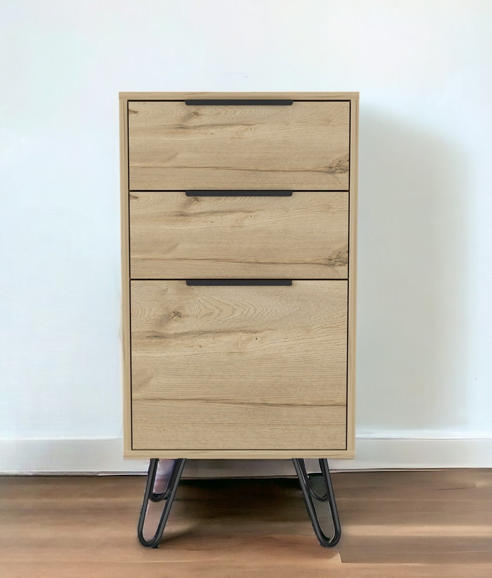 Homeroots 18" Brown And Black Three Drawer Standard Chest  Manufactured Wood 478262