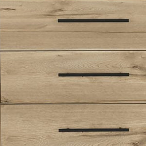 Homeroots 59" Natural And Black Six Drawer Double Dresser  Manufactured Wood 478265