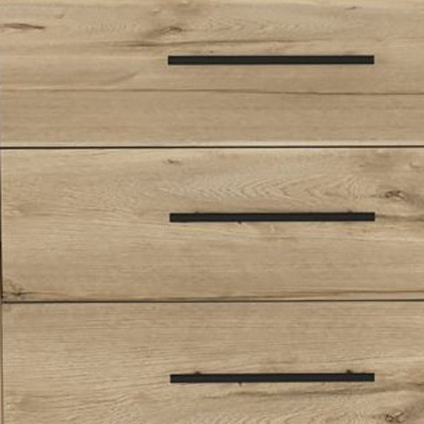 Homeroots 59" Natural And Black Six Drawer Double Dresser  Manufactured Wood 478265