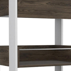 23 Inch Rolling Kitchen Cart with Drawer Shelves Two-tone Wood Butcher Block Top