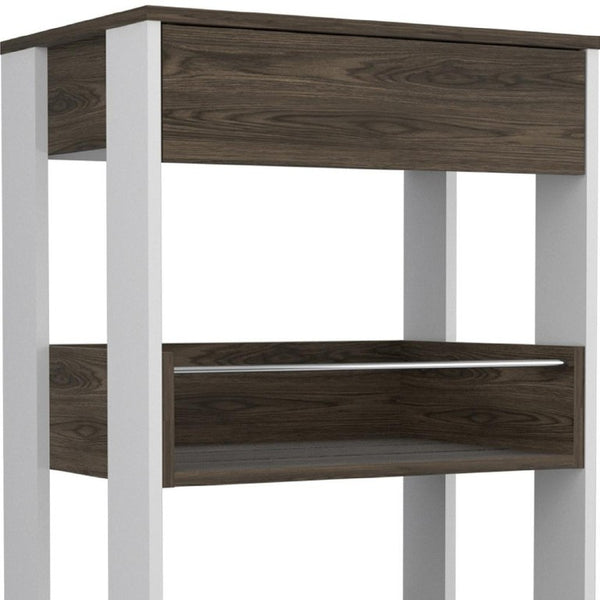 23 Inch Rolling Kitchen Cart with Drawer Shelves Two-tone Wood Butcher Block Top
