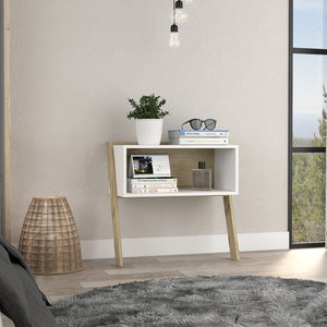 Homeroots 24" White And Oak Faux Wood Nightstand   478270