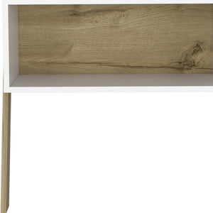 Homeroots 24" White And Oak Faux Wood Nightstand   478270