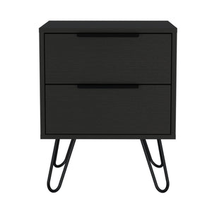 Homeroots 22" Black Two Drawer Faux Wood Nightstand   478271