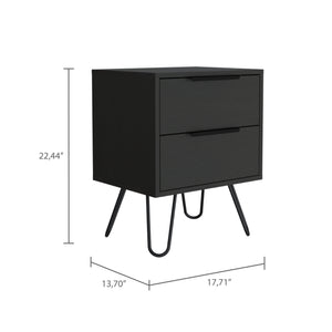 Homeroots 22" Black Two Drawer Faux Wood Nightstand   478271